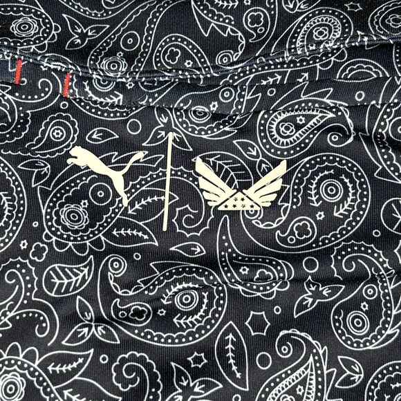 Puma Volition America Shirt Mens Medium Blue Paisley Print Performance Golf Polo - Picture 7 of 7